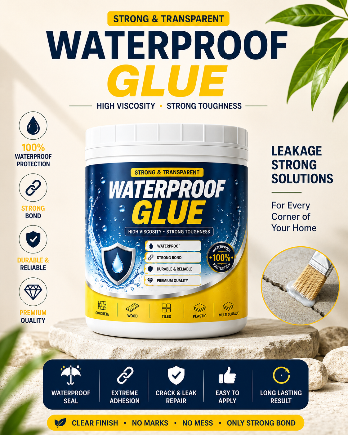 Transparent waterproof glue